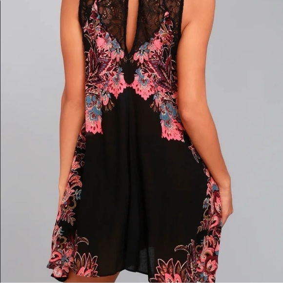 Free People Women's Dress Lace Detail Marsha Printed Slip Black Combo Size XS - Picture 4 of 10